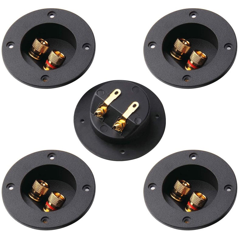 Arroyner 5Pcs 3-Inch Speaker Box Terminal Cup DIY 2-Way Speaker Box Terminal Binding Post Round Spring Cup Connector - Image 1
